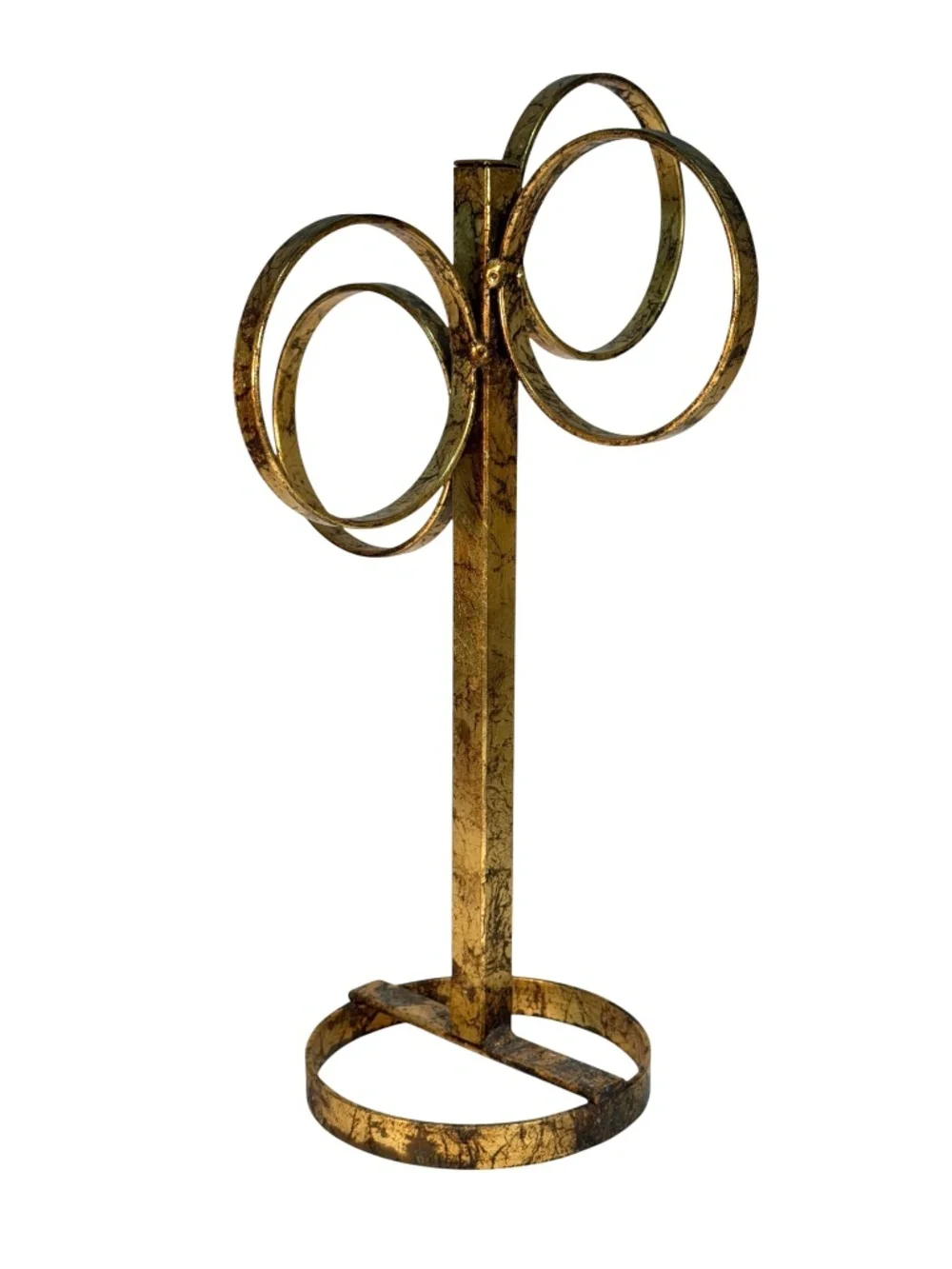 Vintage Gilt Gold Metal Guest Towel Holder 4 Rings H'wood Regency, Florentine